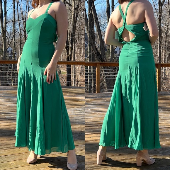 NWT Fame And Partners Light Green Prom Maxi Dress - Picture 3 of 12